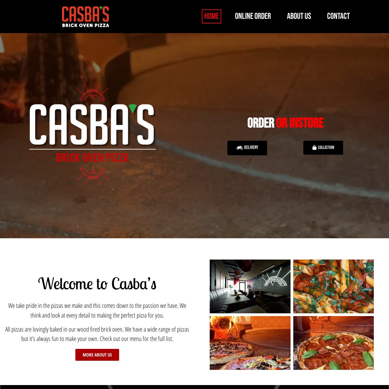 Casba's Brick Oven Pizza website designed and built by BD Signs